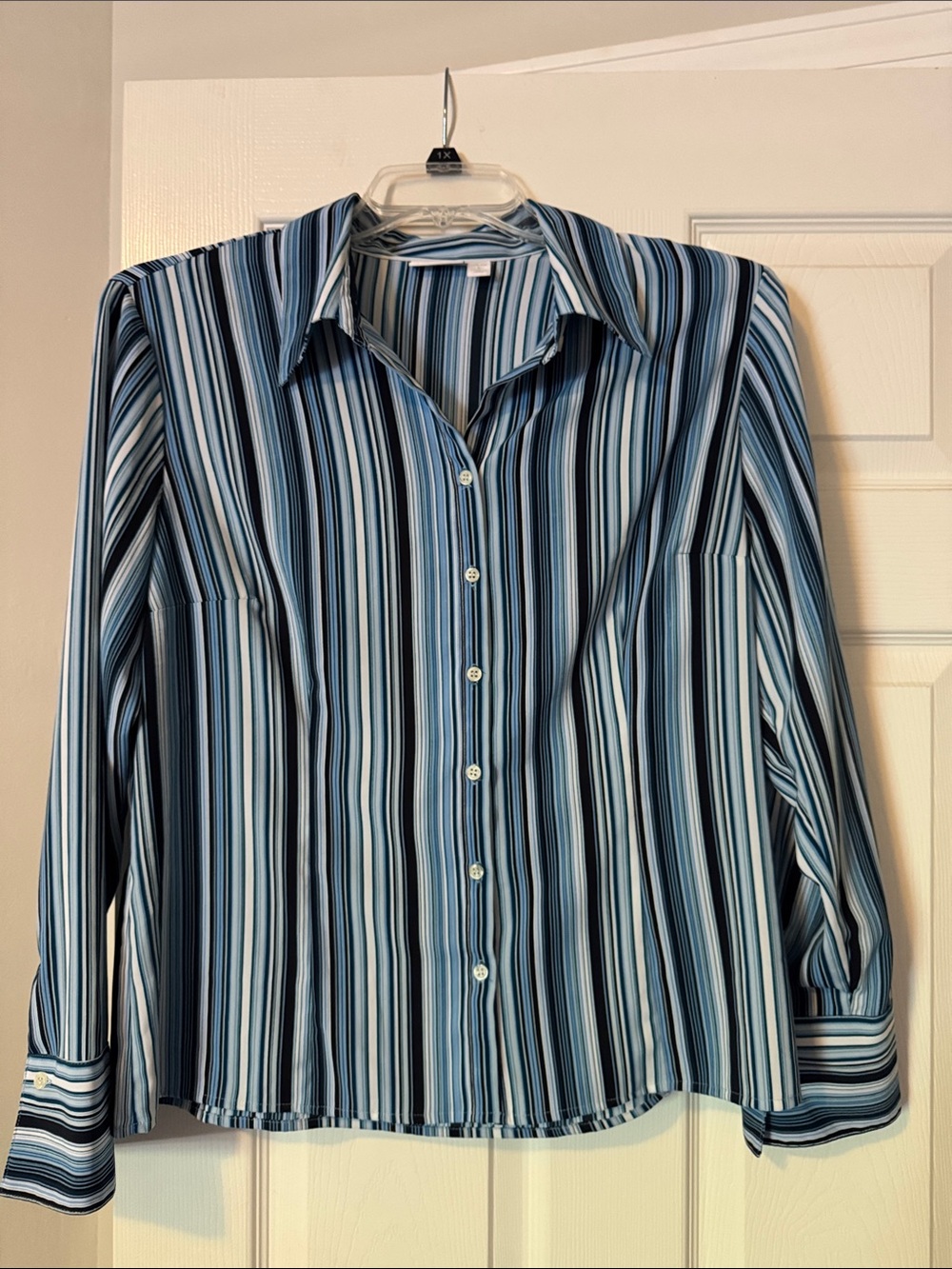 Striped Blue Button-Up Women’s Shirt